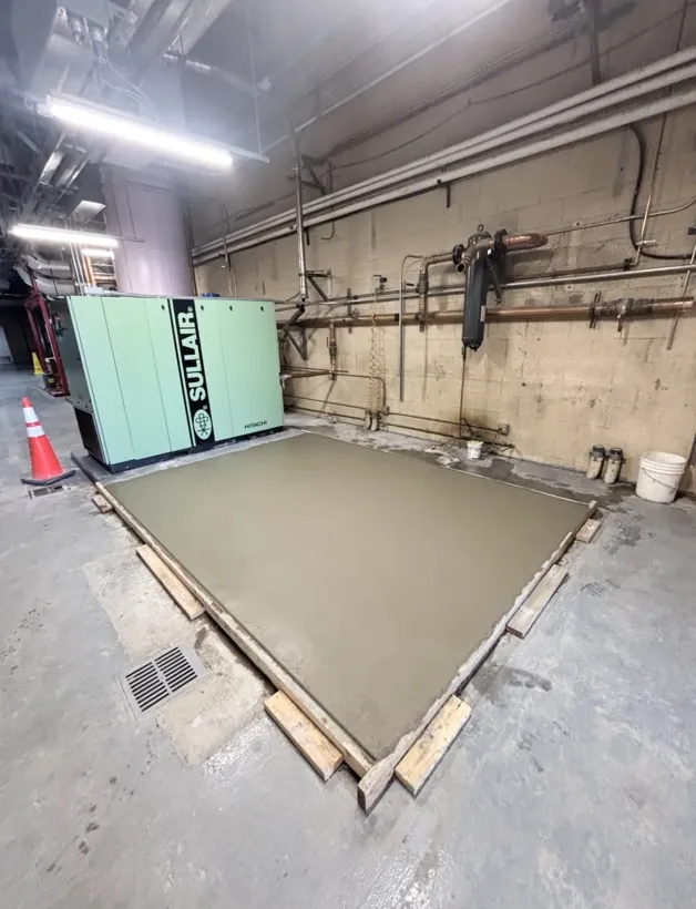 Interior slab formed and poured inside a commercial building