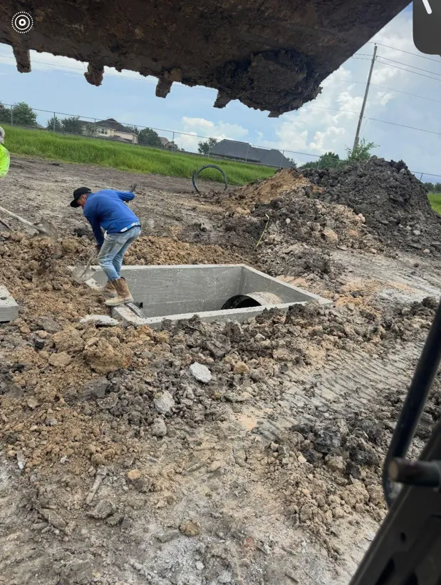 Underground drainage box poured in place and backfilled