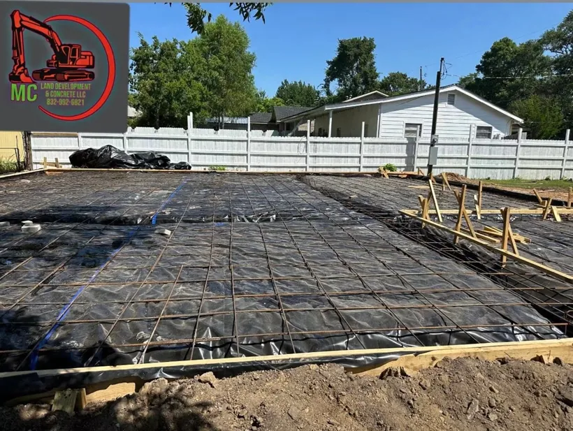 Large residential scale pad sheeted and reinforced for pouring